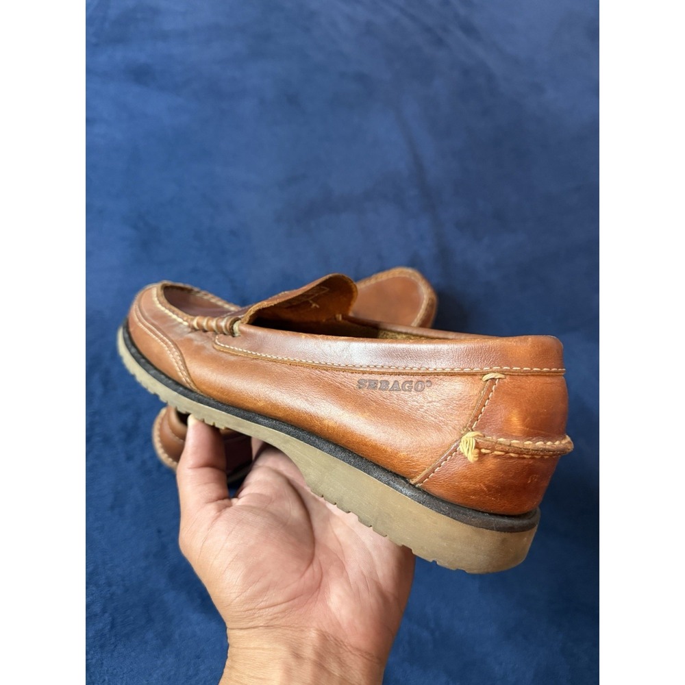 Sebago Mens Loafers 10.5 Tan Leather Handmade Penny Loafer Vibram Sole